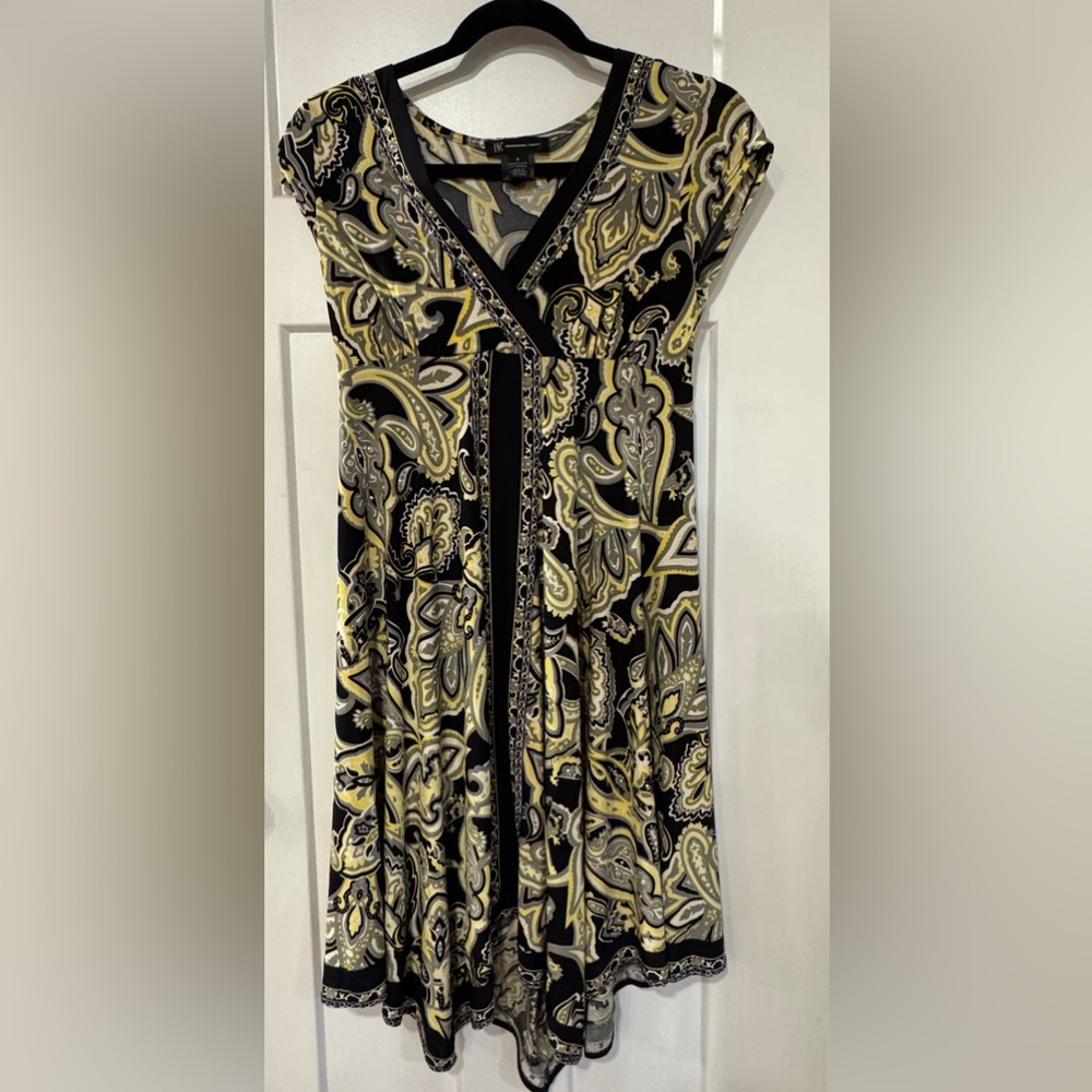 INC International Concepts Black and Yellow Asymmetrical Sundress size S
